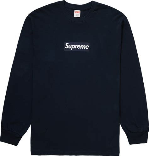 supreme metallic box logo l/s tee navy|Supreme Metallic Box Logo L/S Tee Navy Men's.